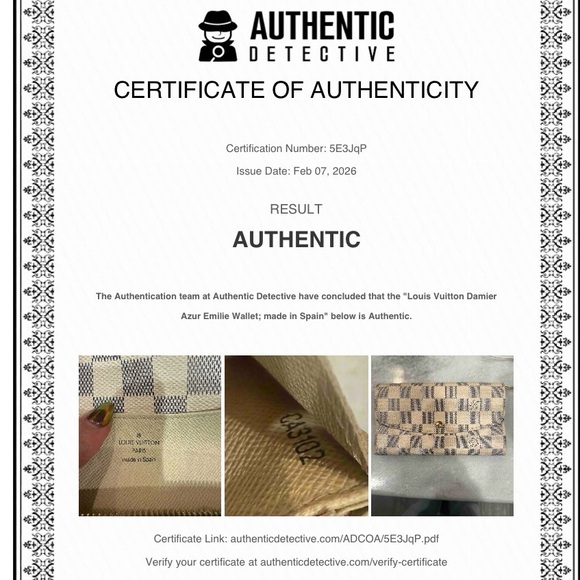 Authentic Louis Vuitton Damier Azur Emilie Wallet on unbranded chain - Picture 11 of 16